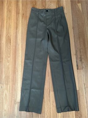 Zara The Francois Full Length Faux Leather Trouser Straight Leg Pants Size Small